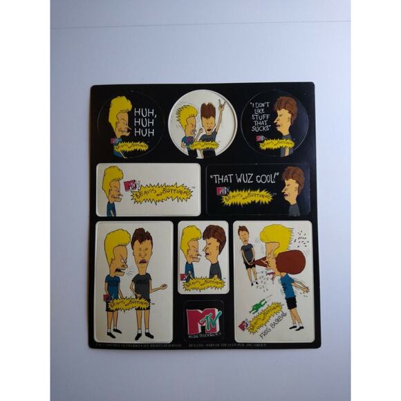 Beavis And Butt-Head Photo Stickers Sheet Vintage Licensed 1993 Cartoon MTV - Picture 2 of 4